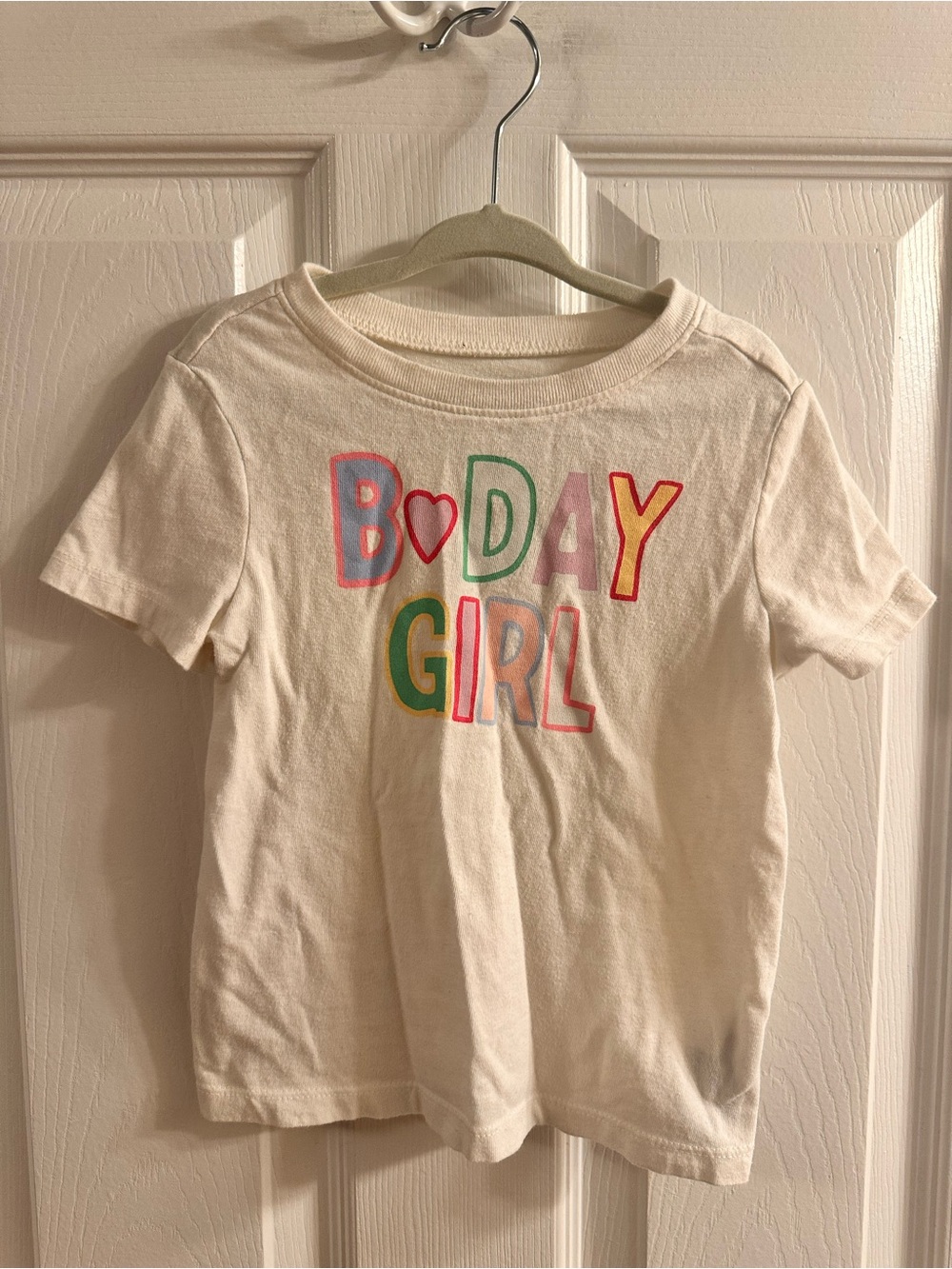 Old Navy Cream 'B DAY GIRL' Short Sleeve Graphic Tee